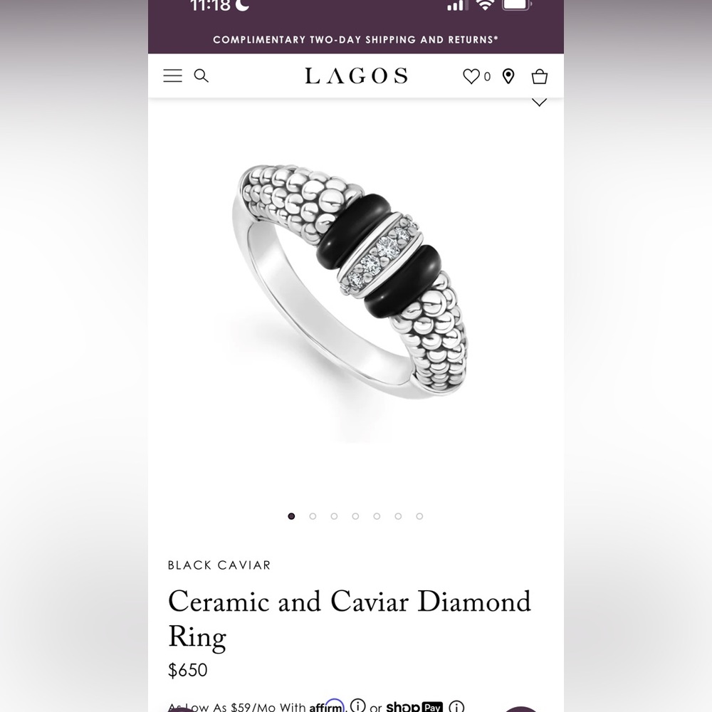 Lagos Ceramic and Caviar Diamond Ring